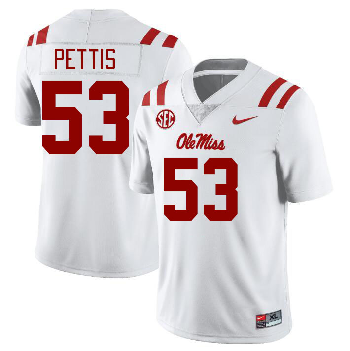Men #53 Cephas Pettis Ole Miss Rebels College Football Jerseyes Stitched Sale-White